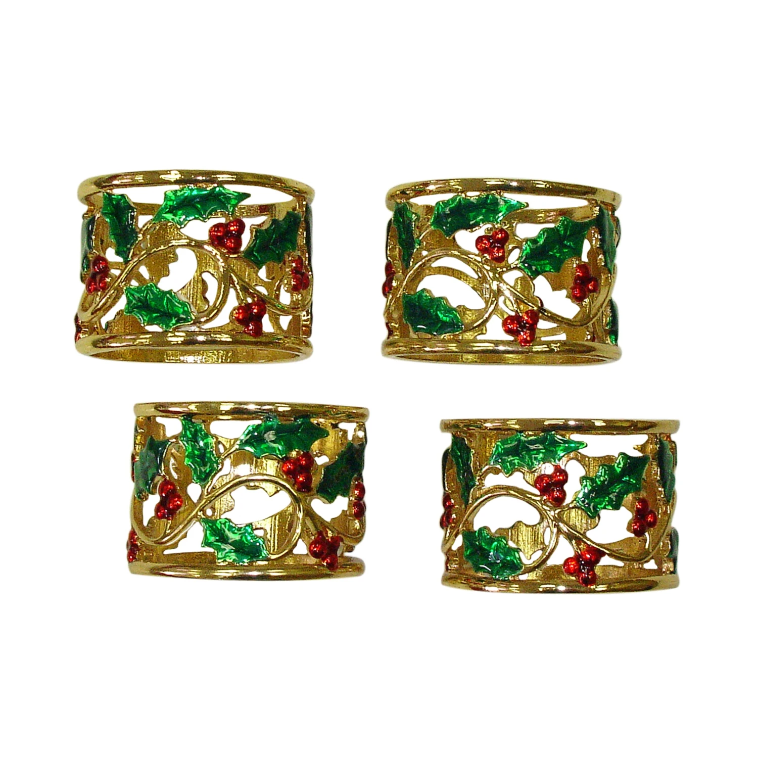 Lenox Holly & Berry Napkin Rings, Set Of 4 3 Lenox Holly & Berry Napkin Rings, Set Of 4