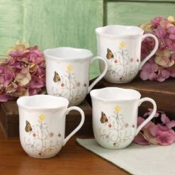 Lenox Butterfly Meadow Seasonal Mugs, S/4 8 Lenox Butterfly Meadow Seasonal Mugs, S/4 -Sass Store 810138 wHR