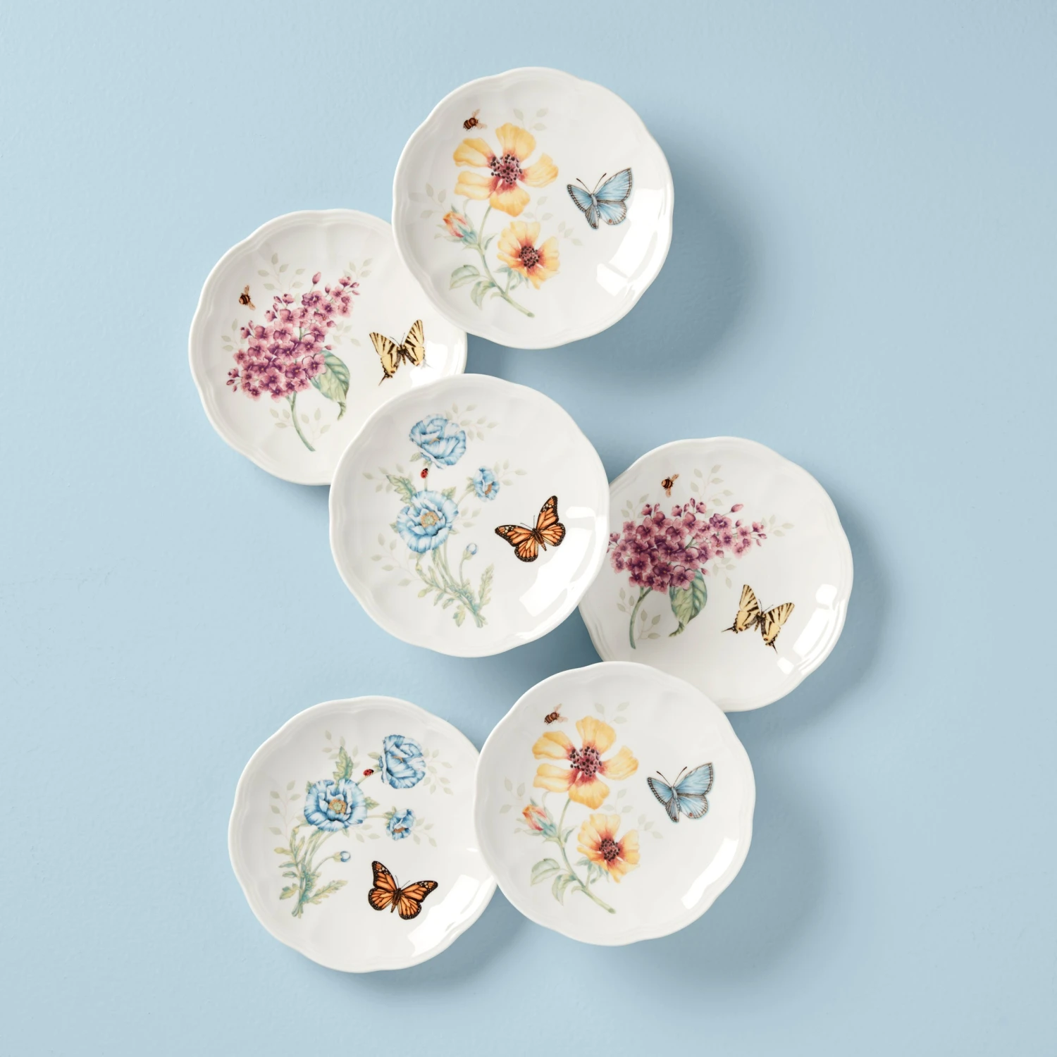 Lenox Butterfly Meadow 6-Piece Tidbit Plate Set 3 Lenox Butterfly Meadow 6-Piece Tidbit Plate Set