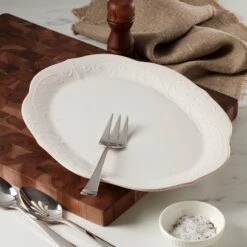 Lenox French Perle White 16" Oval Serving Platter 18 Lenox French Perle White 16" Oval Serving Platter -Sass Store 822957 LNP F23 FEA 8