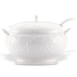 Lenox Opal Innocence Carved 3pc Soup Tureen Set