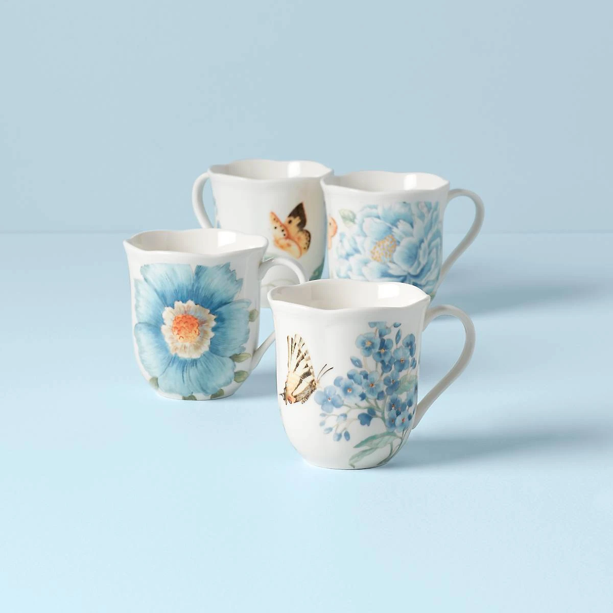 Lenox Butterfly Meadow Blue 4-Piece Mug Set 3 Lenox Butterfly Meadow Blue 4-Piece Mug Set
