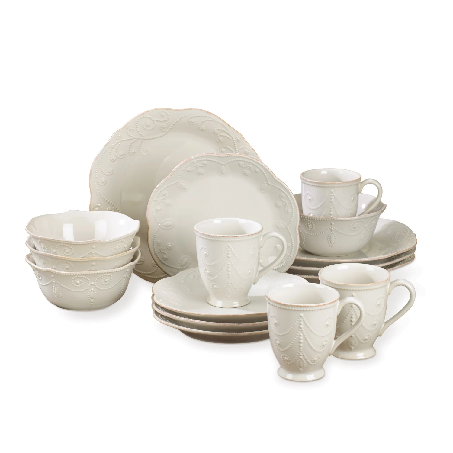 Lenox French Perle White 16-Piece Dinnerware Set 3 Lenox French Perle White 16-Piece Dinnerware Set