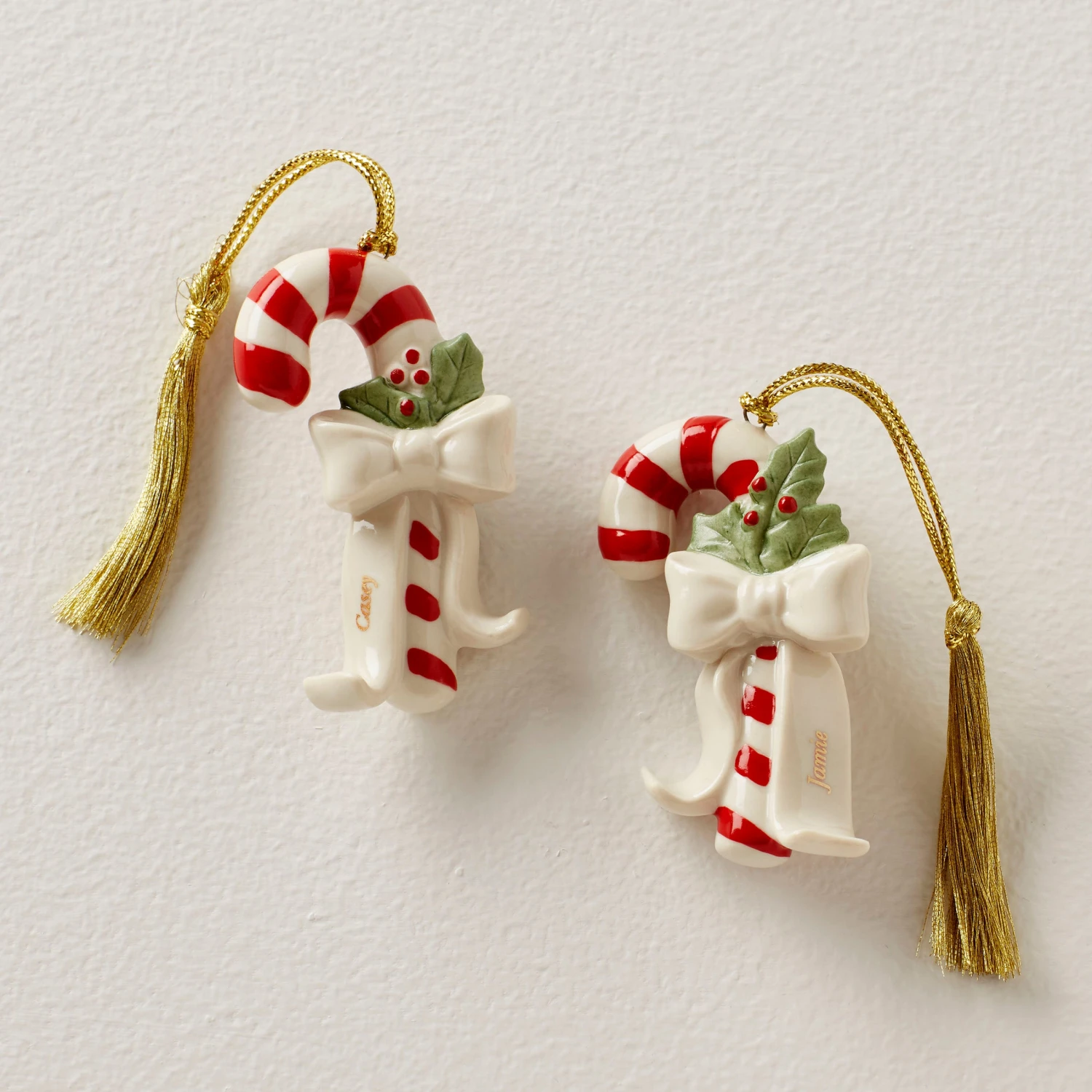 Lenox Forever Friends Candy Cane 2-Piece Ornament Set 3 Lenox Forever Friends Candy Cane 2-Piece Ornament Set