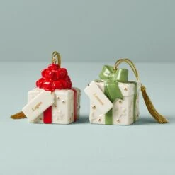 Lenox Forever Friends Presents 2 Piece Ornament Set