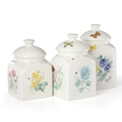 Lenox Butterfly Meadow Kitchen 3-Piece Canister Set -Sass Store 888255 wHR