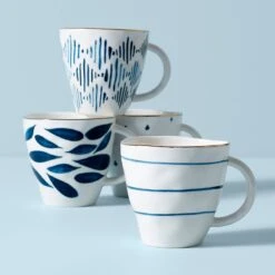Lenox Blue Bay 4-Piece Dessert Mug Set