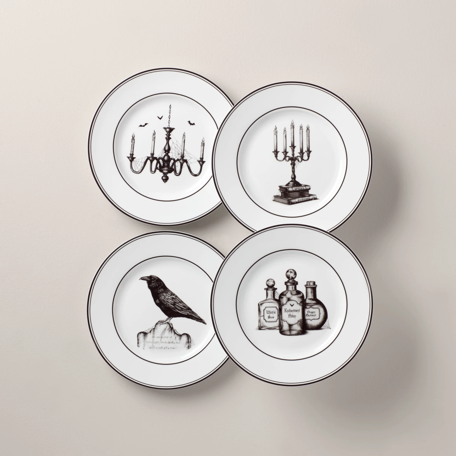 Lenox Vintage Halloween 4-Piece Dessert Plate Set 3 Lenox Vintage Halloween 4-Piece Dessert Plate Set