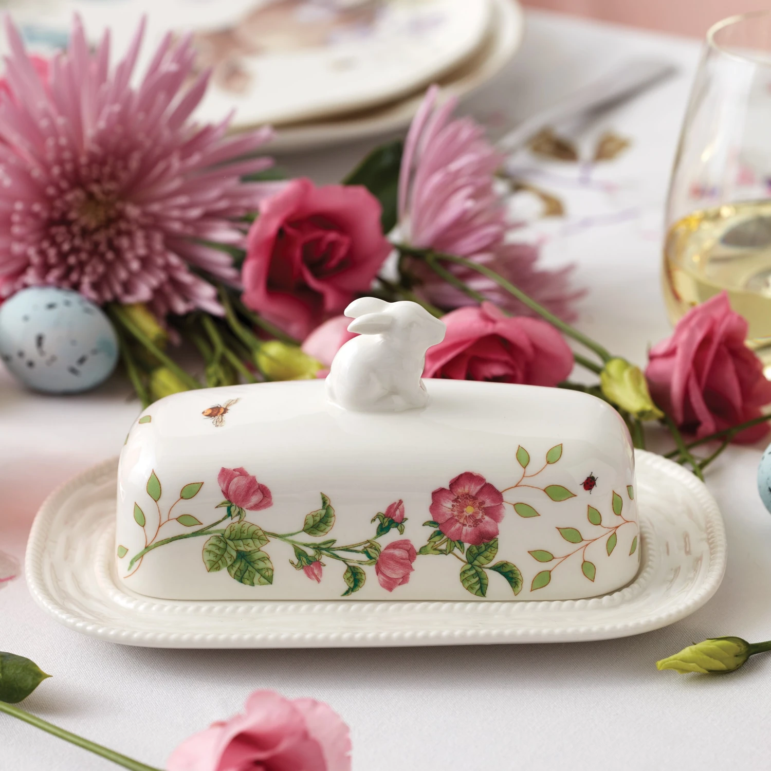 Lenox Butterfly Meadow Bunny Covered Butter Dish 4 Lenox Butterfly Meadow Bunny Covered Butter Dish - Image 2
