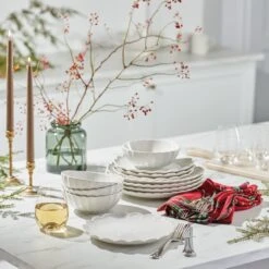 Lenox French Perle Scallop 12-Piece Dinnerware Set -Sass Store 893471 829739 LHOL 21 FEA 3