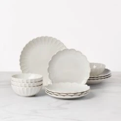 Lenox French Perle Scallop 12-Piece Dinnerware Set -Sass Store 893471 w10