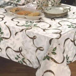Lenox Holiday Nouveau Ribbon 102" X 60" Tablecloth