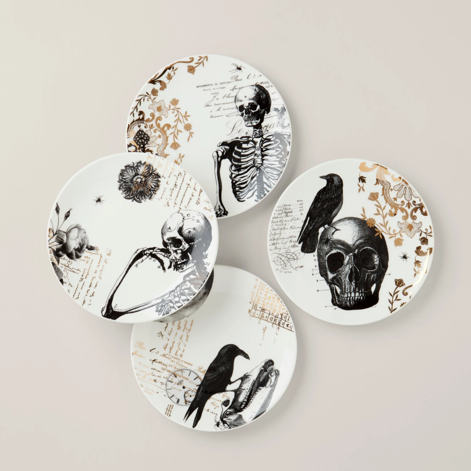 Lenox Vintage Gold Halloween Dessert Plates, Set Of 4 3 Lenox Vintage Gold Halloween Dessert Plates, Set Of 4