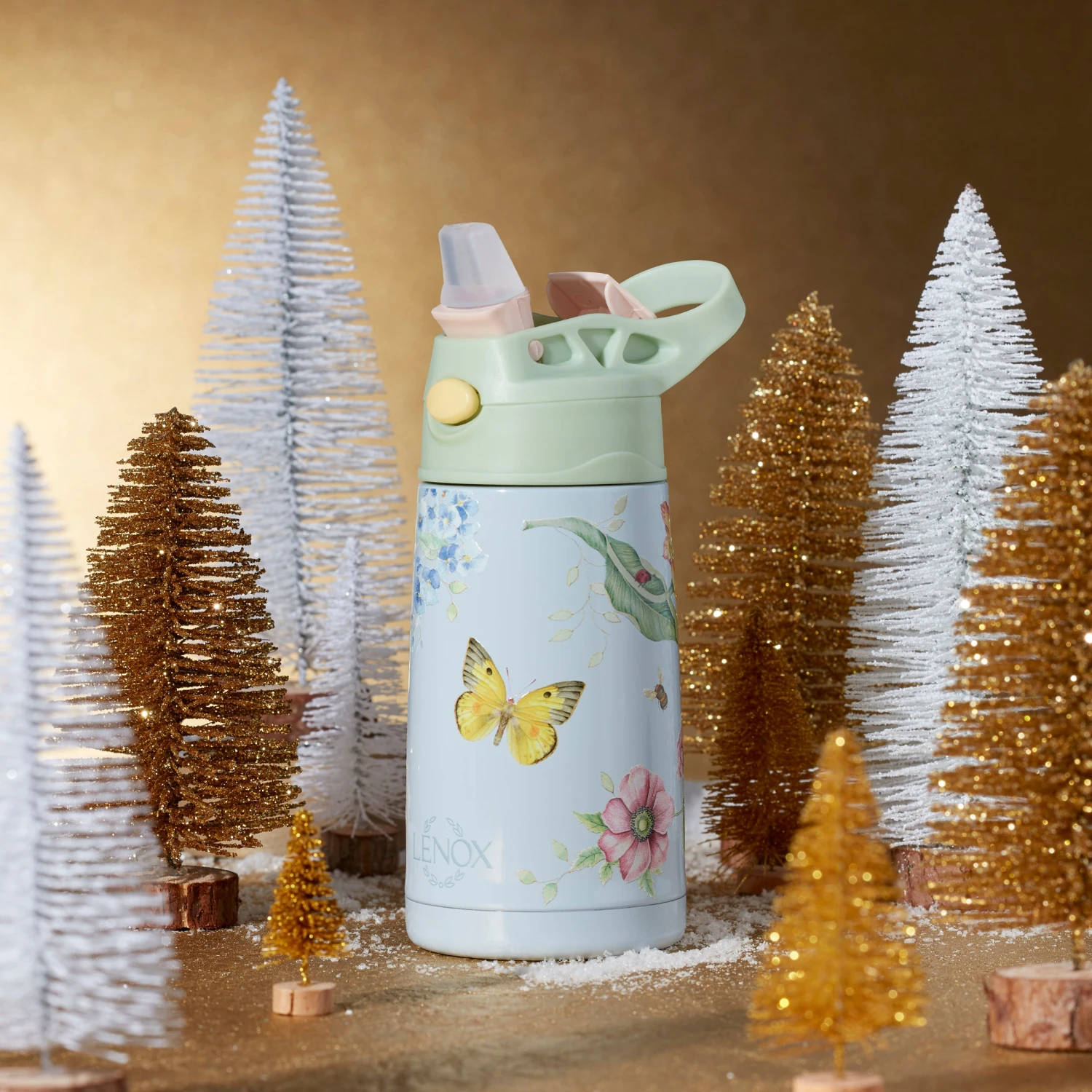 Lenox Butterfly Meadow Blue Stainless Kids Water Bottle 4 Lenox Butterfly Meadow Blue Stainless Kids Water Bottle - Image 2