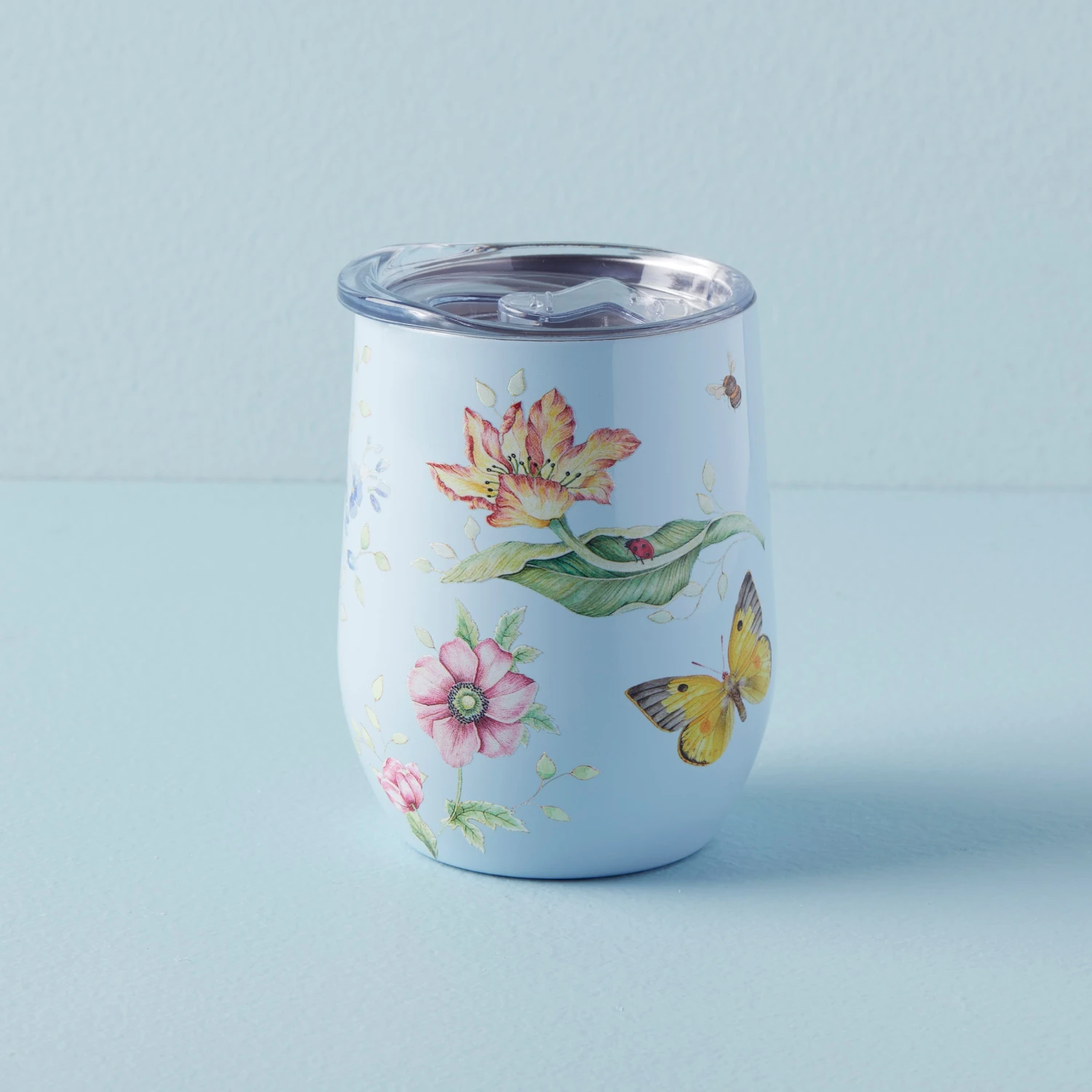 Lenox Butterfly Meadow Light Blue Stainless Wine Tumbler 3 Lenox Butterfly Meadow Light Blue Stainless Wine Tumbler