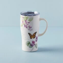 Lenox Butterfly Meadow Purple Stainless Car Coffee Mug