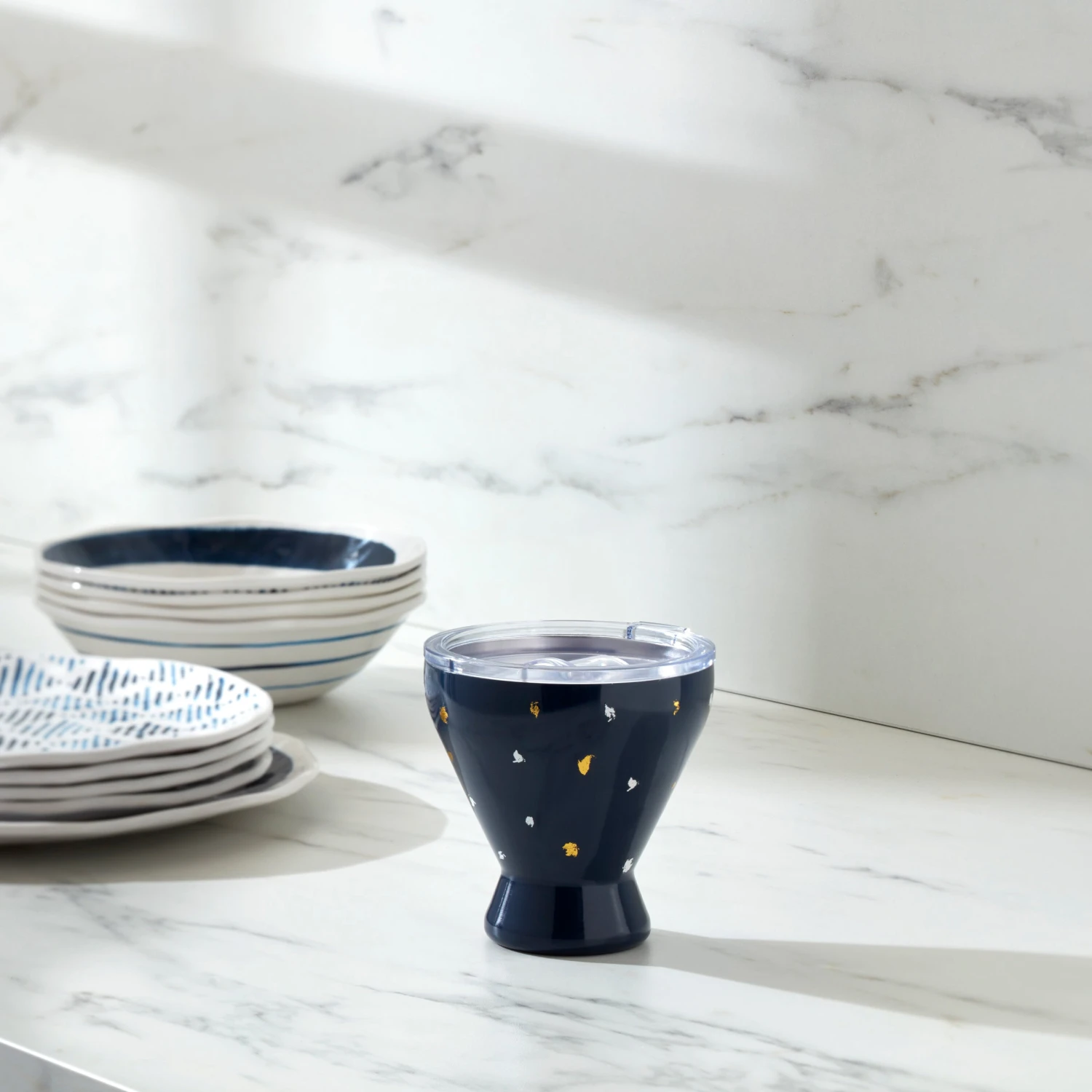 Lenox Blue Bay Dot Stainless Steel Cocktail Tumbler 4 Lenox Blue Bay Dot Stainless Steel Cocktail Tumbler - Image 2